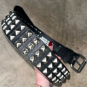Studded Black Leather Belt